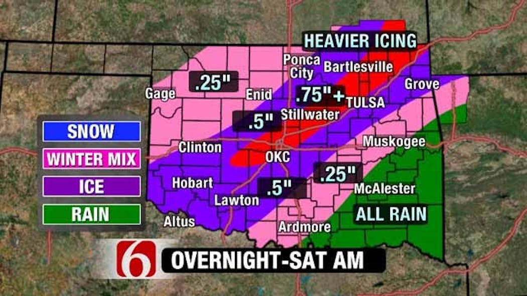 Ice Storm Warning Issued For Eastern Oklahoma
