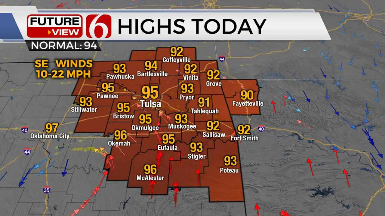 High temperatures for Friday. 