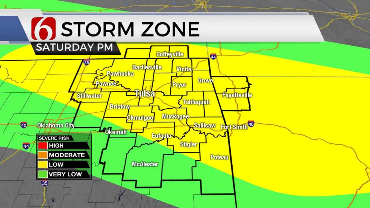 Map of the storm zone for Saturday. 