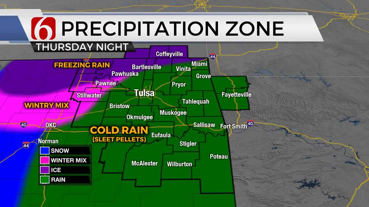 Precipitation Zones Thursday Night