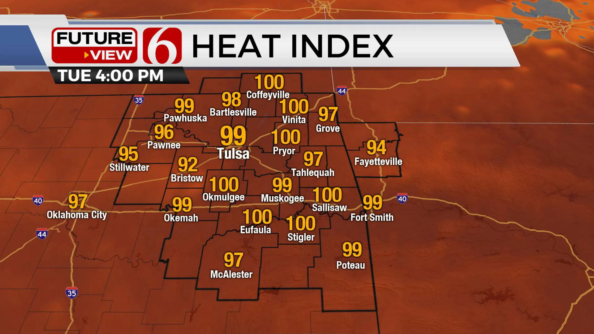 Heat Index For Tuesday