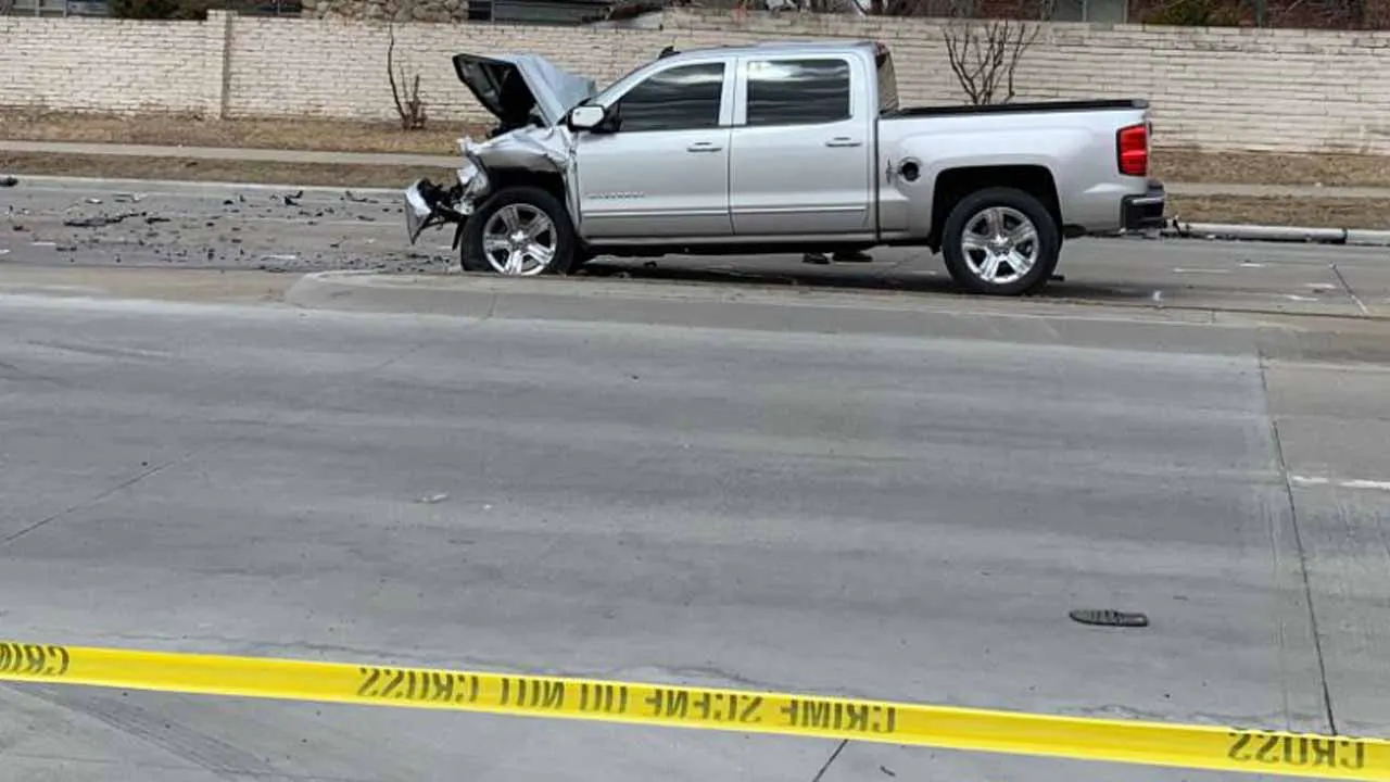 Truck involved in a crash on 21st st in Tulsa. 