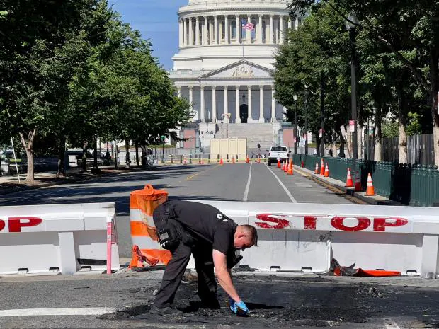 A man driving a car struck a barrier near the U.S. Capitol ear