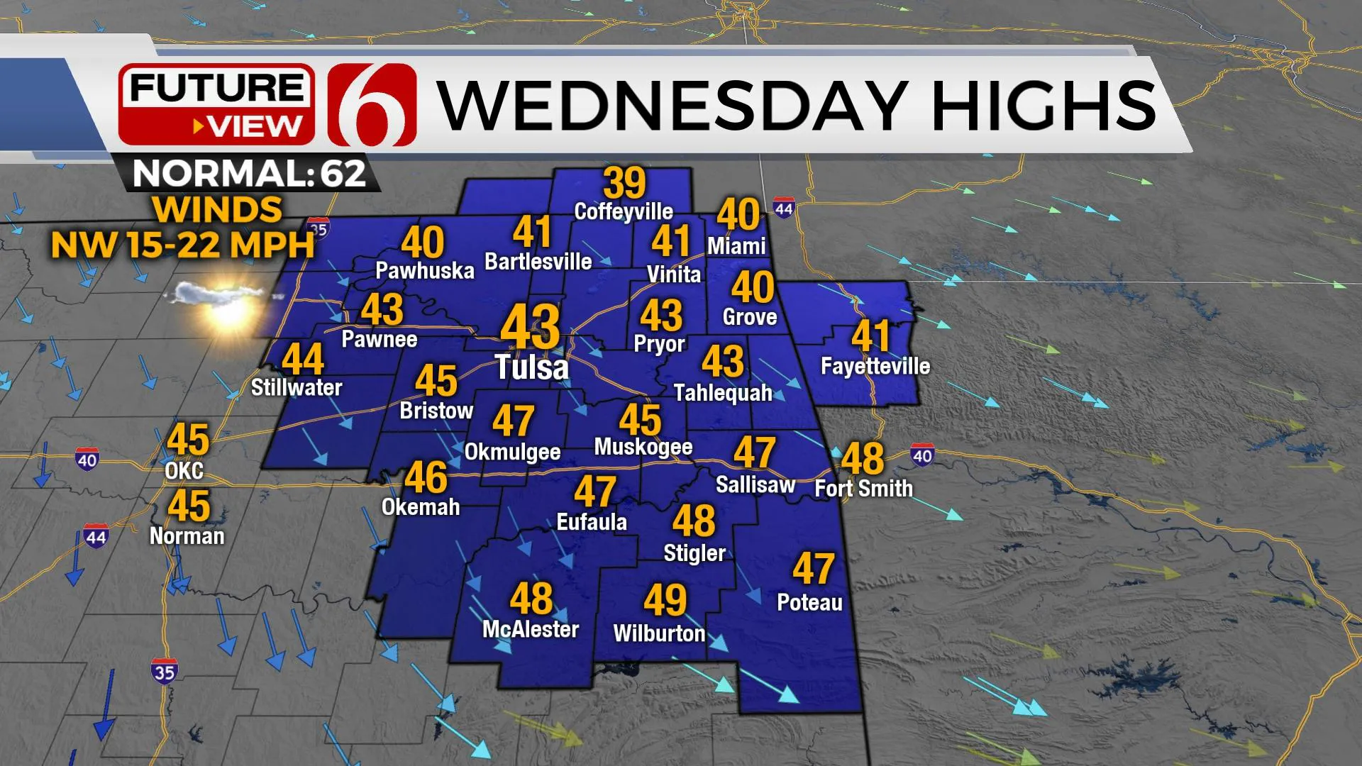 High temps on Wednesday.