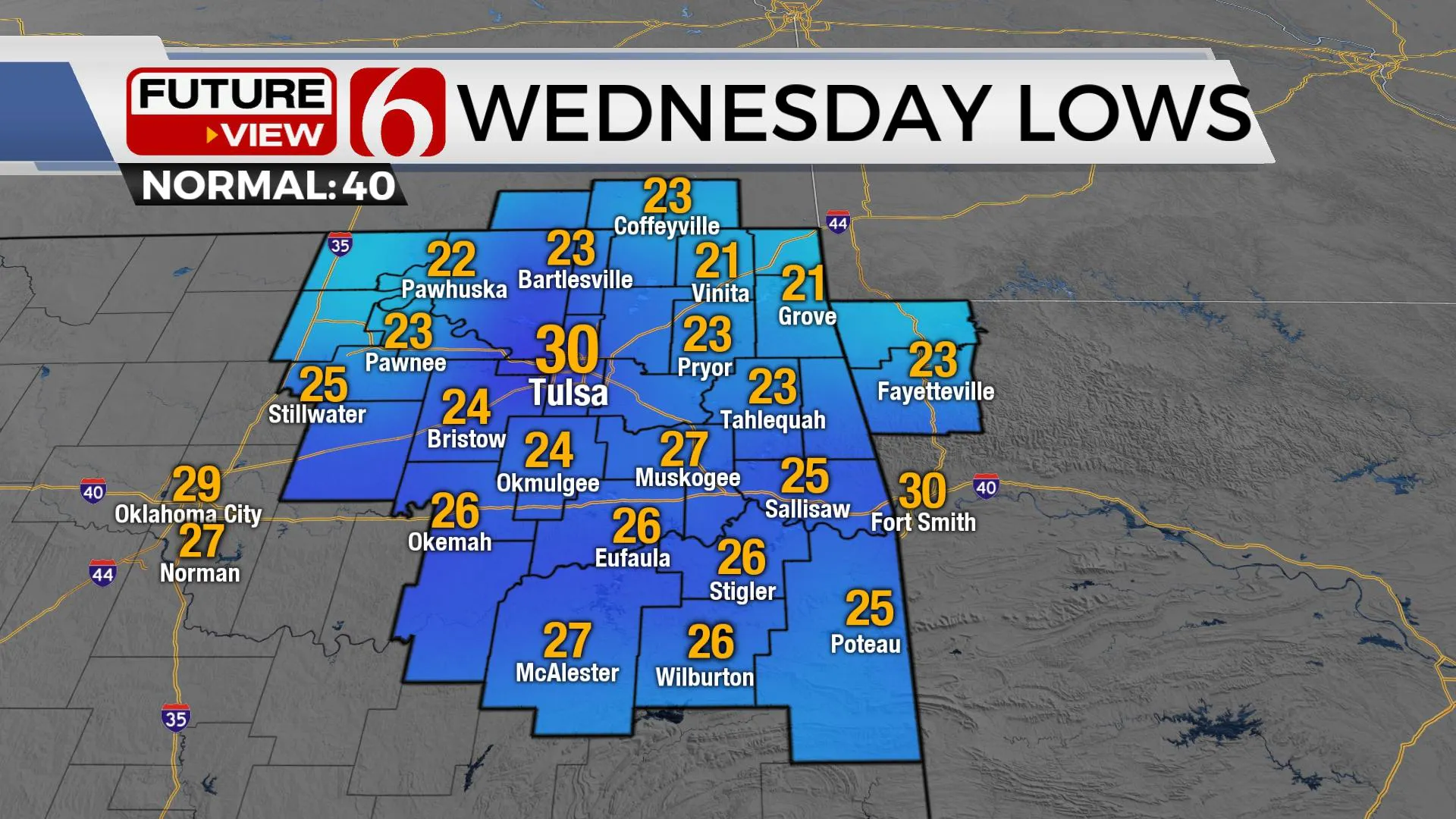 Wednesday morning low temps.