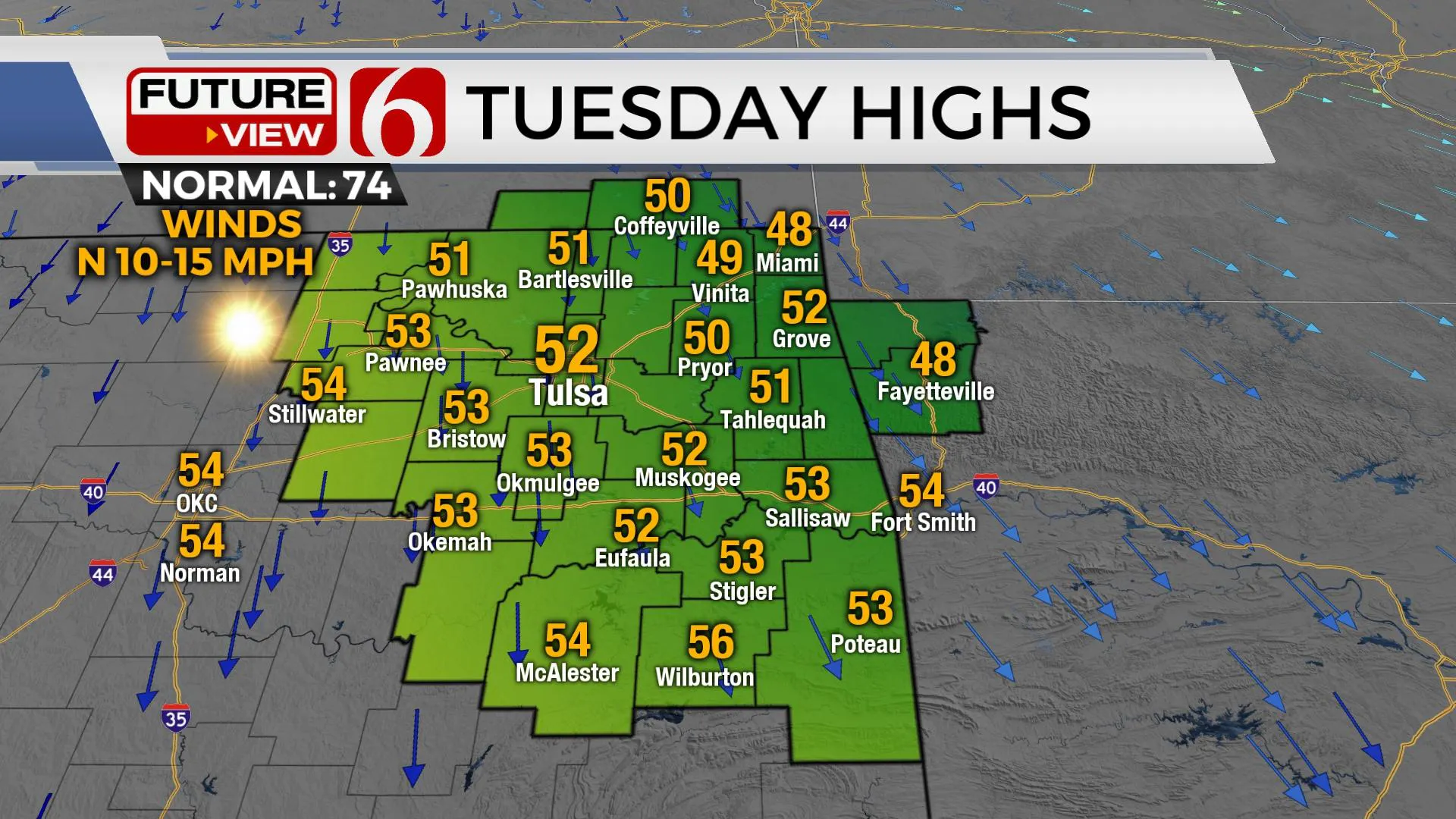 Tuesday highs.