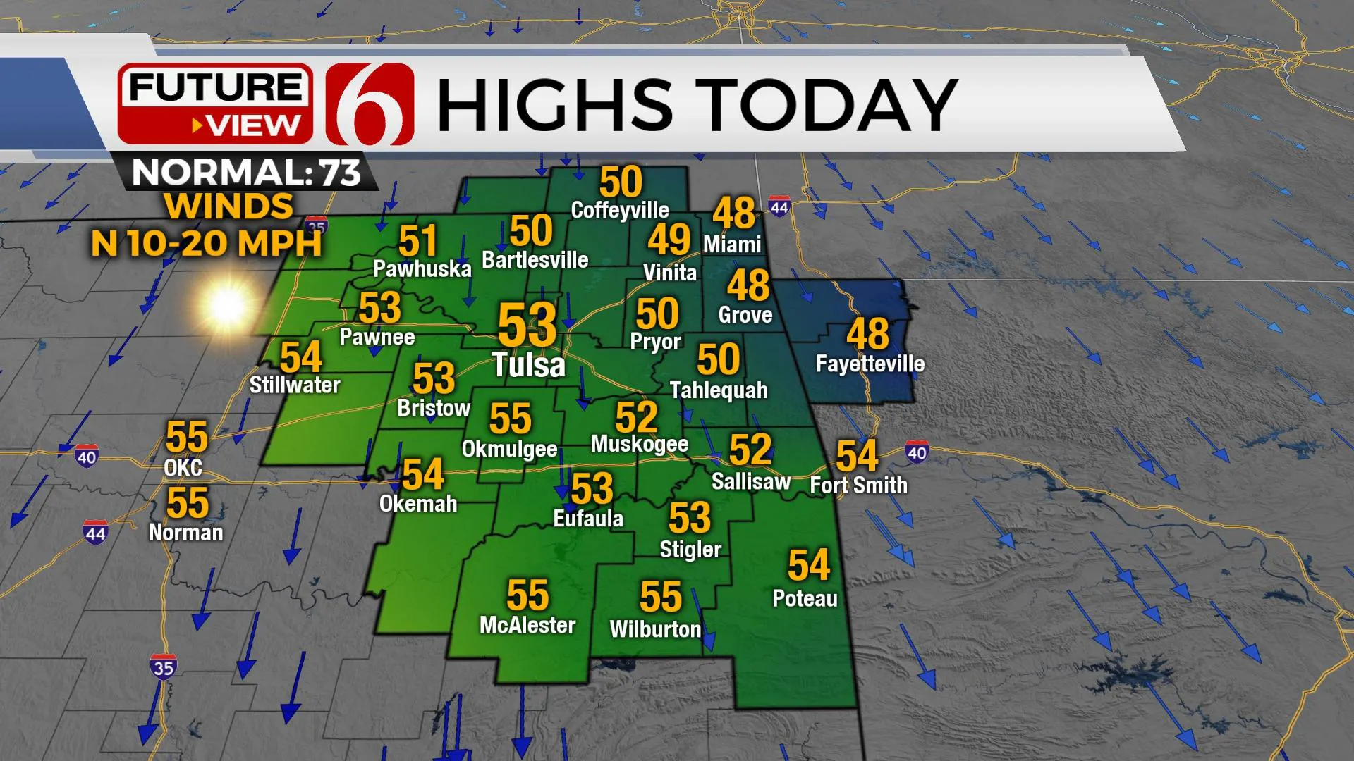 High temps for Tuesday