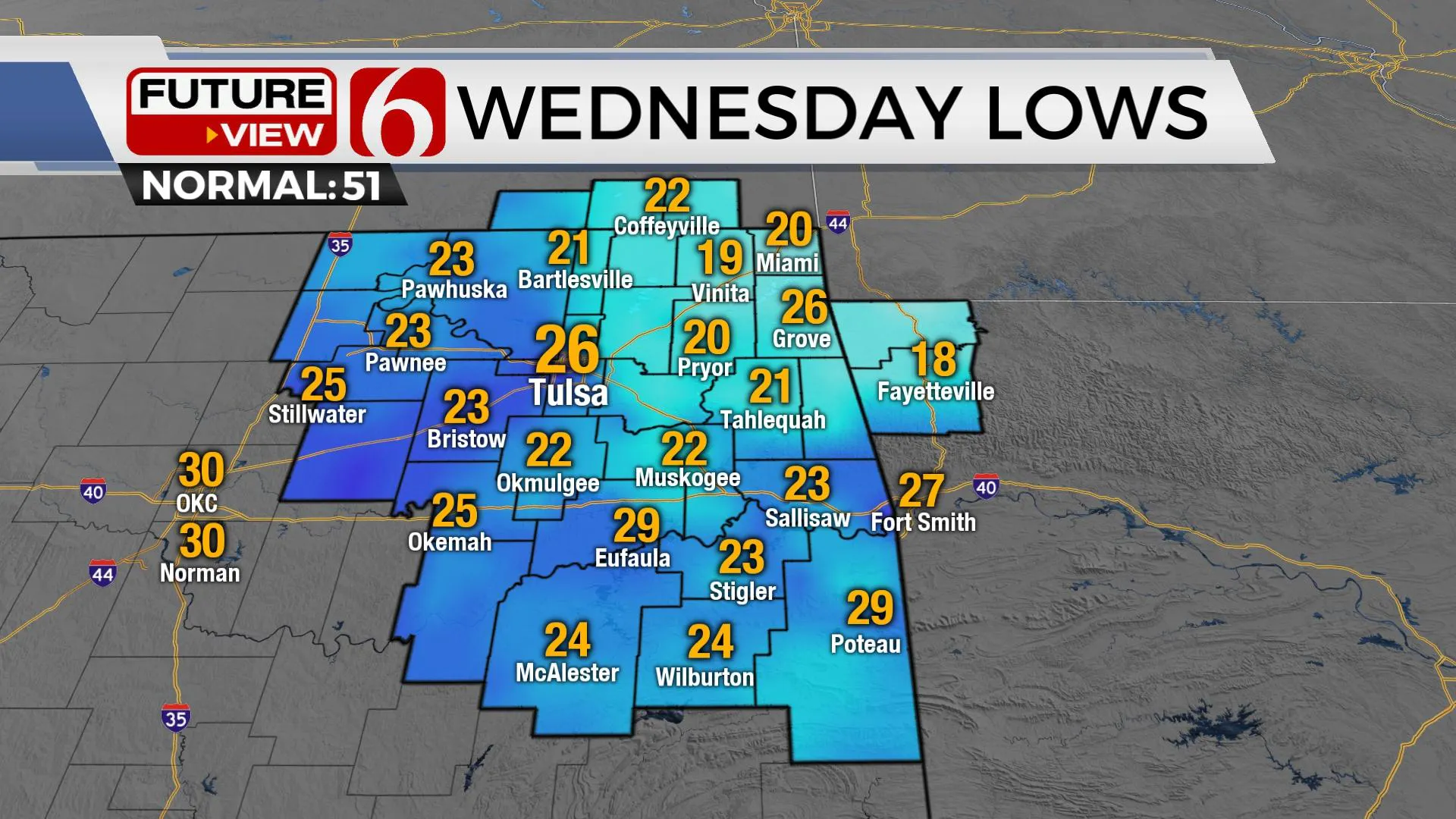 Wednesday morning lows.