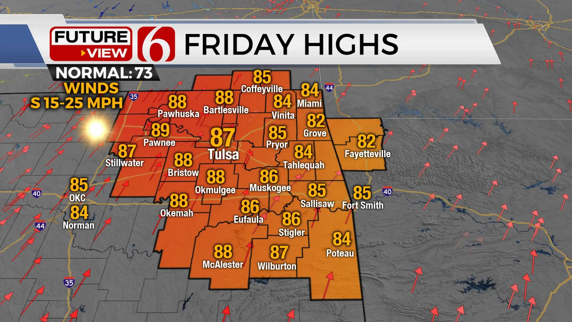 Friday high temperatures.