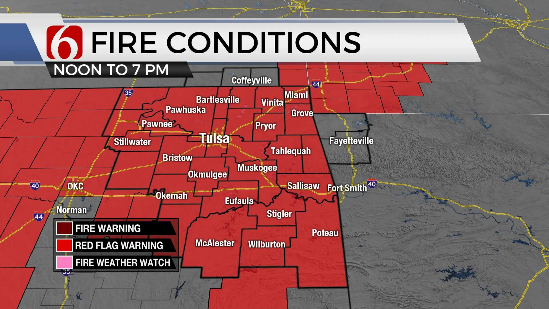 Fire conditions in the Tulsa area.