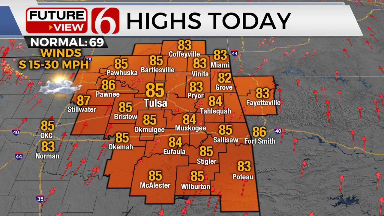 High temps for Monday.