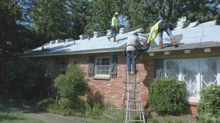 Roofers Working In August Heat