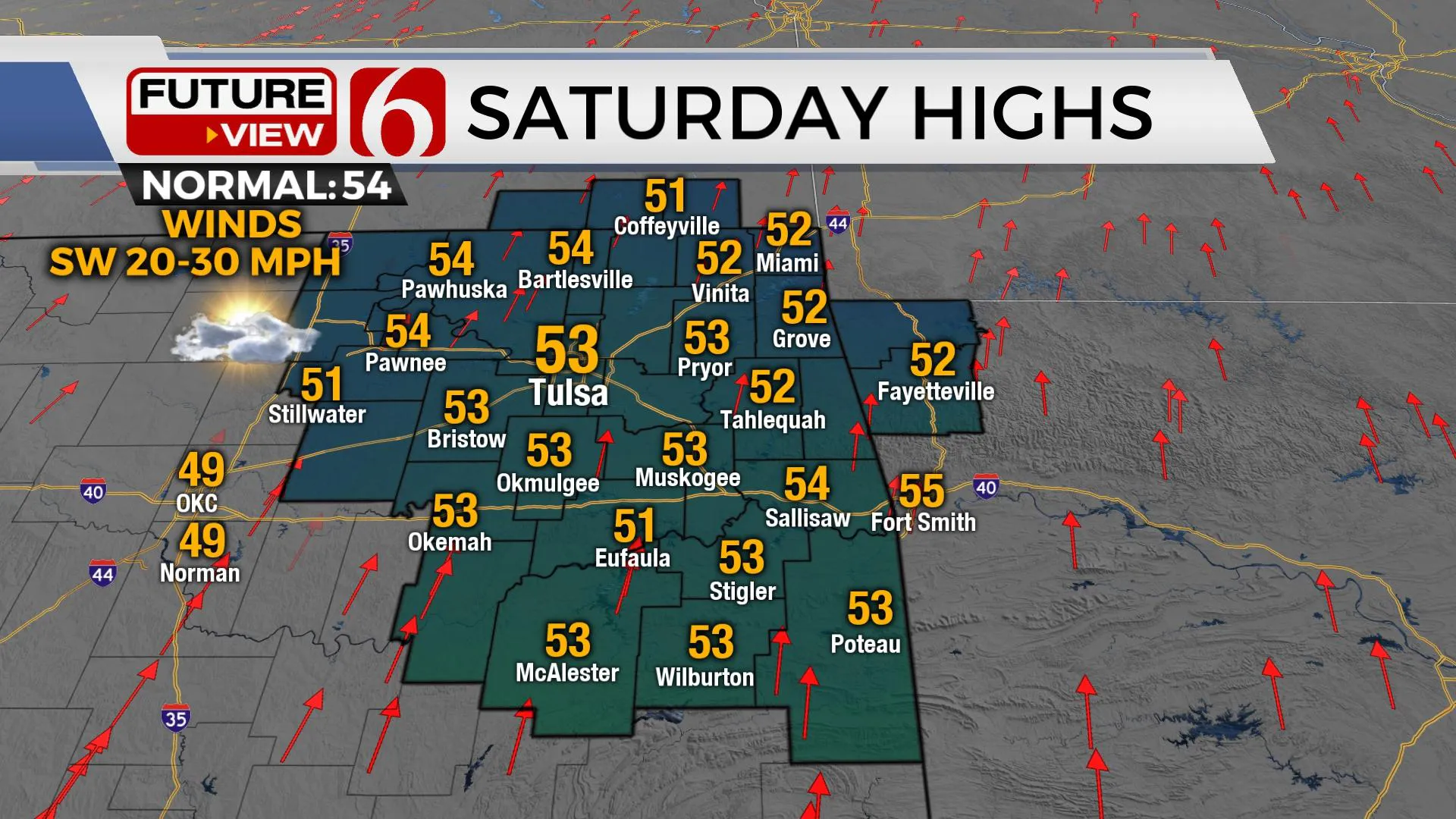 High temps for Saturday.