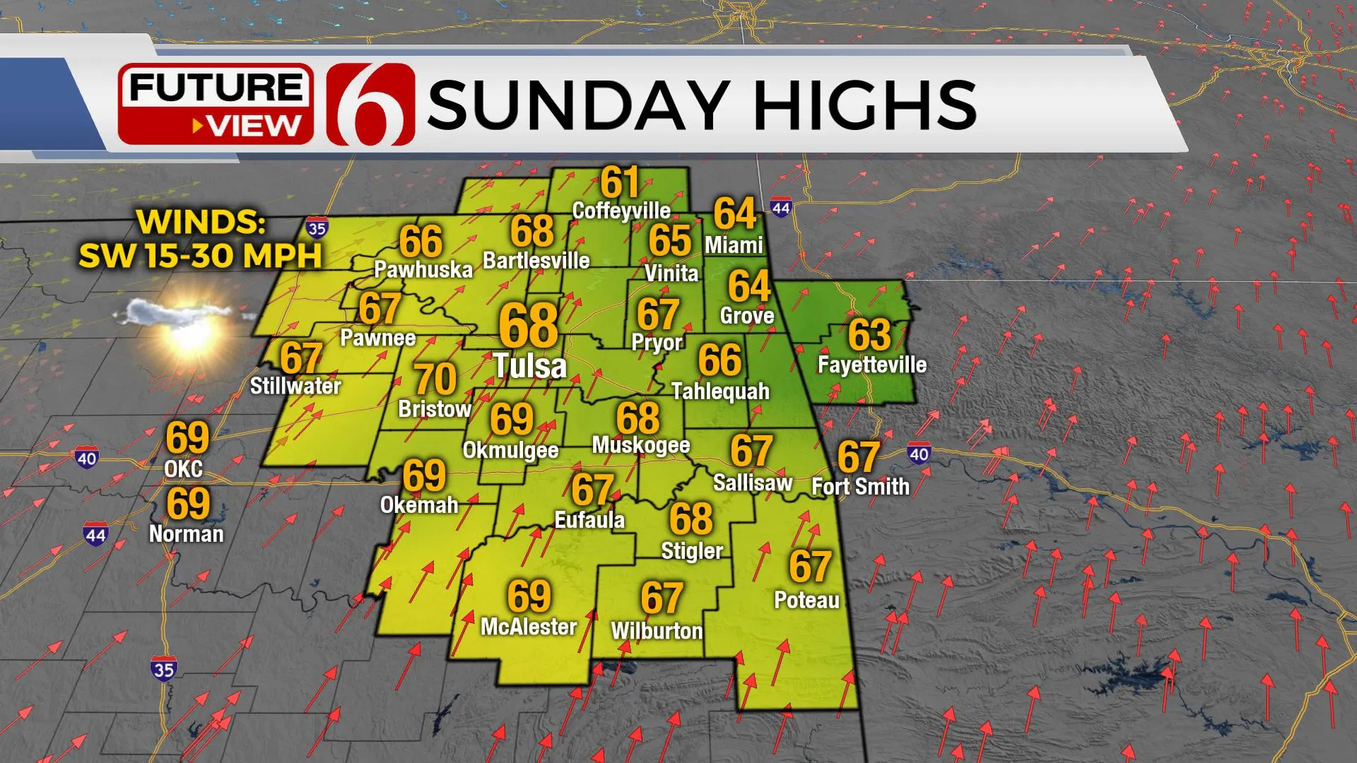 High temps for Sunday.