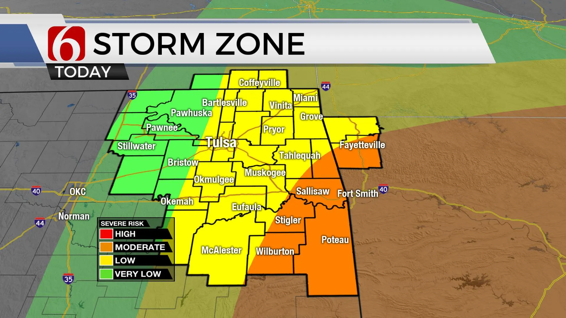 Storm zone for Monday.