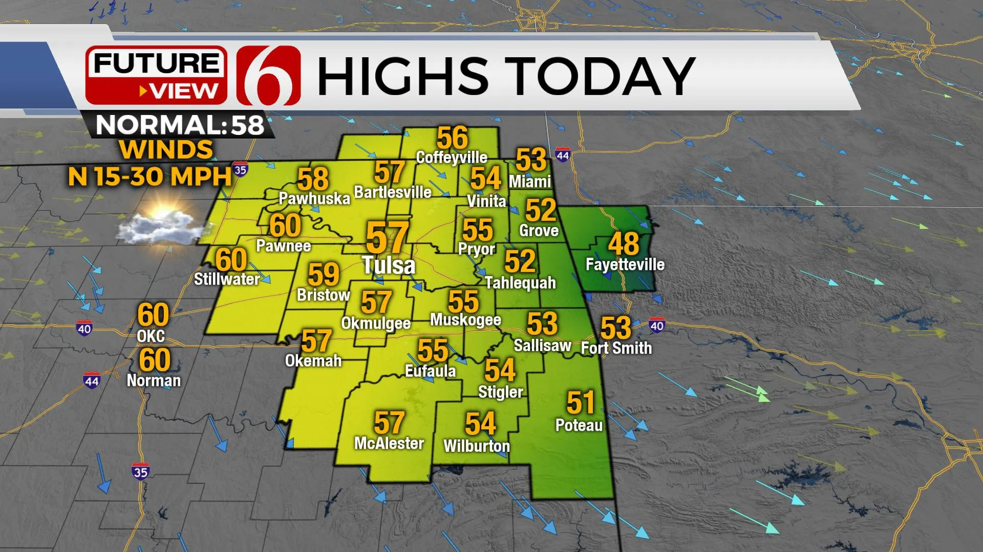 High temps for Friday.