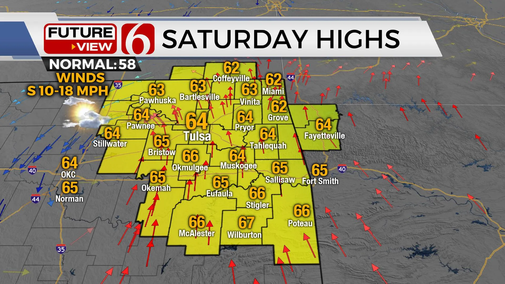 High temps for Saturday.