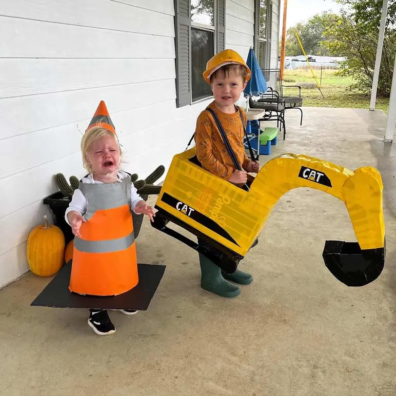 Excavater Costume and Traffic Cone