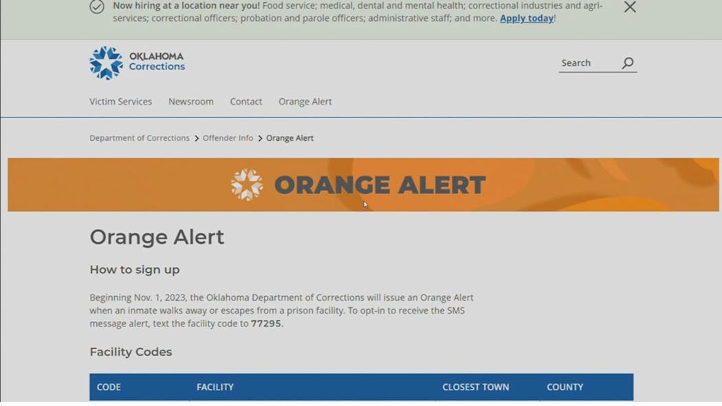 New Orange Alert System In Oklahoma Notifies Citizens Of Prisoner Escapes