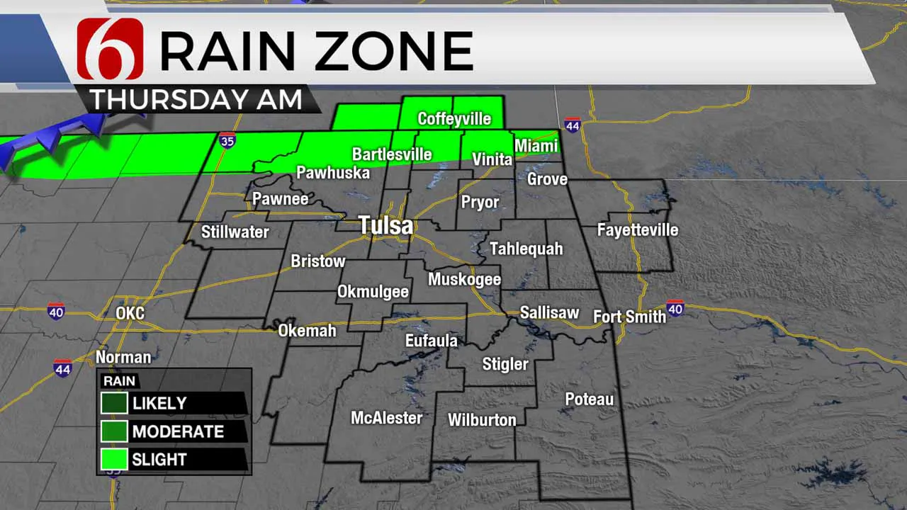 There is a chance of rain on Thursday morning.