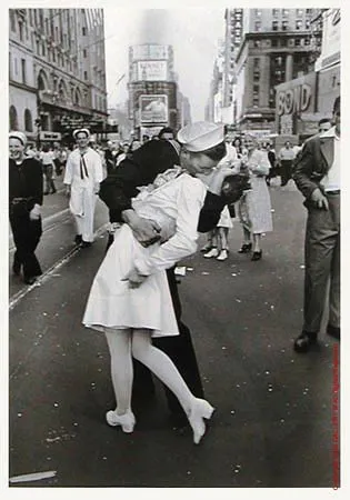 Classic WWII Photo Man Kissing Woman