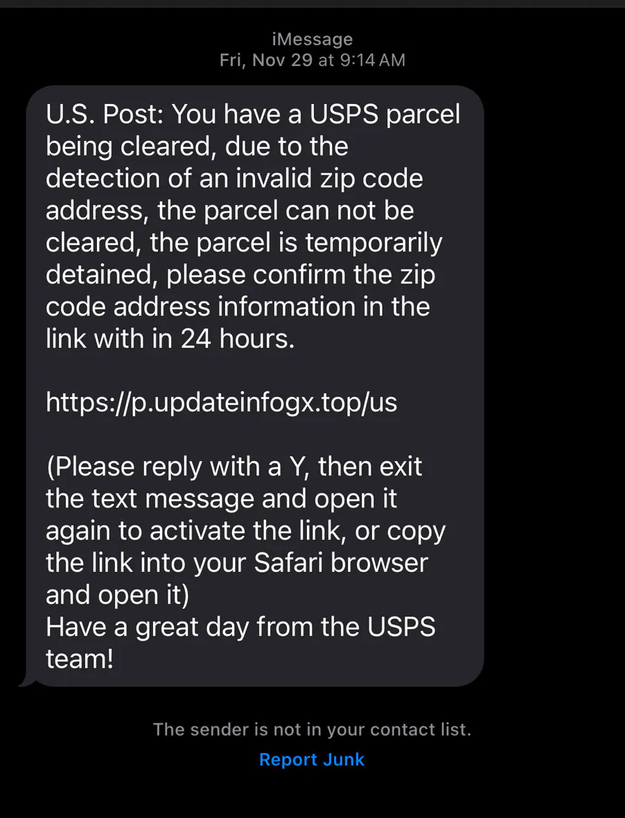 USPS Text Scam