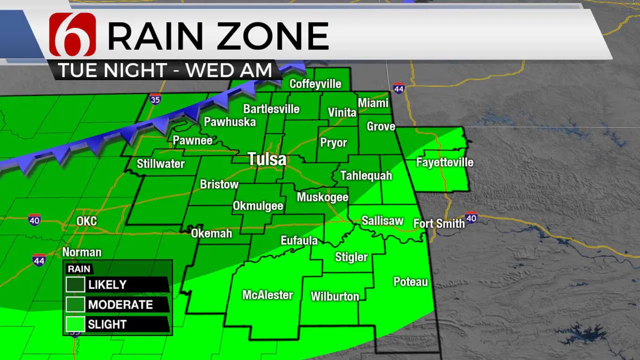 Rain is possible late Tuesday and early Wednesday.