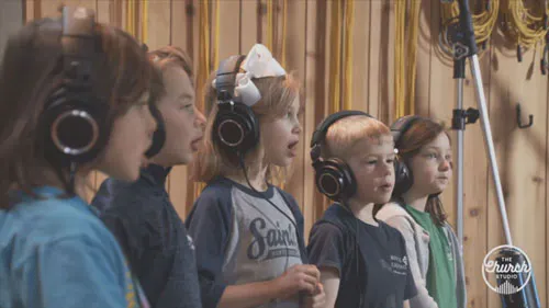 Kindergarteners record at Church Studio