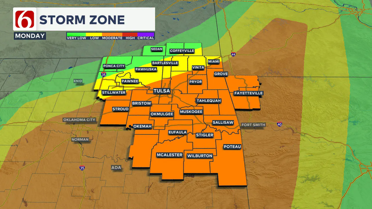 Storm zone on Monday