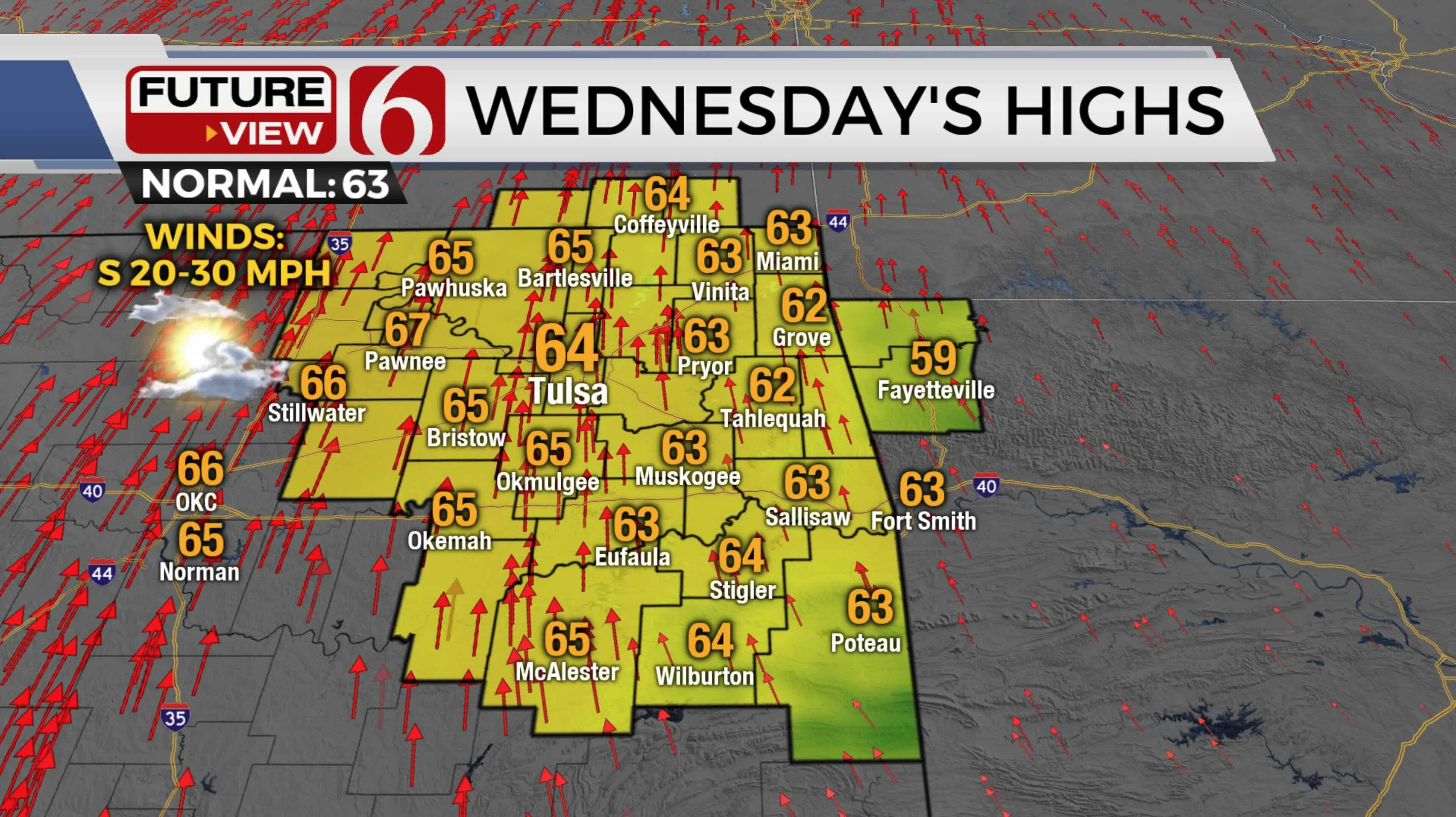 wednesday's highs