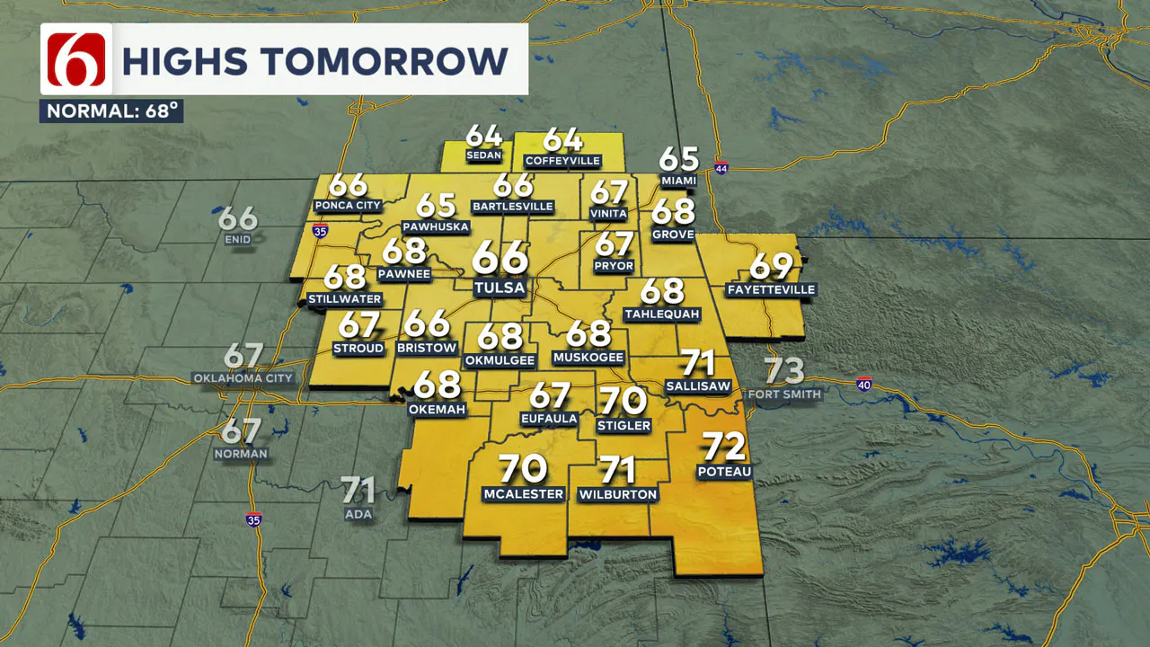 Highest temperatures on Thursday