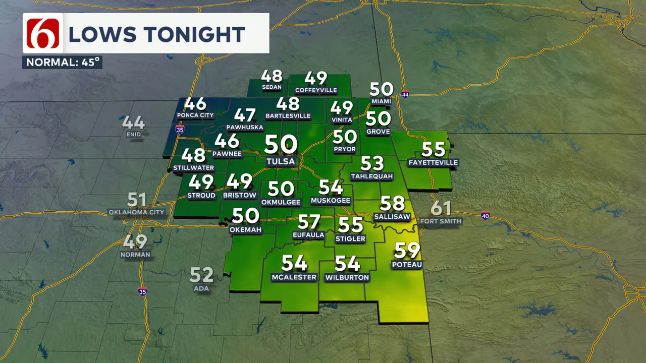 Lows on Thursday morning