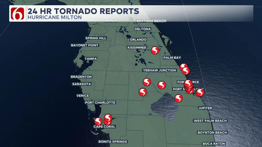 24 HR Tornado Reports - Hurricane Milton