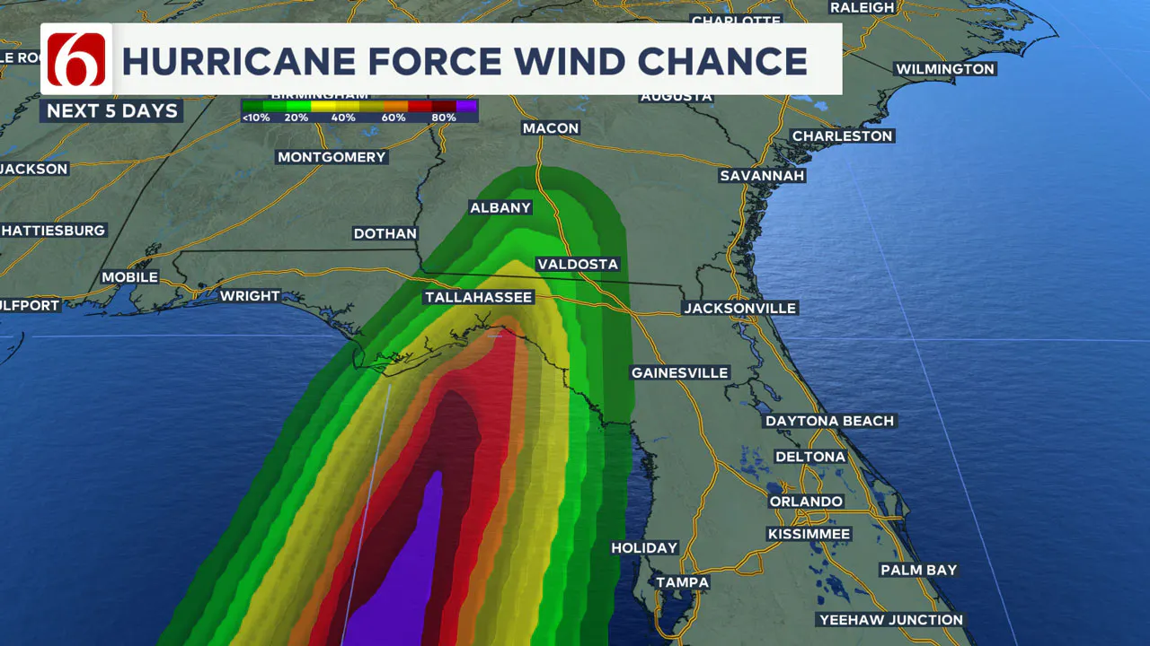 hurricane helene wind chance next 5 days 9-26-24