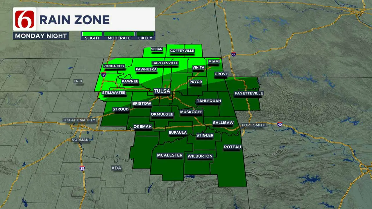 Rain zone on Monday.