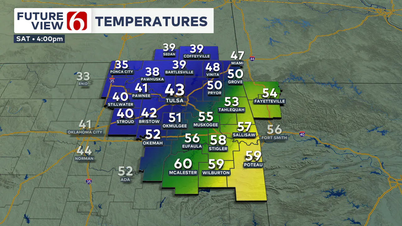 Saturday 4 p.m. temperatures