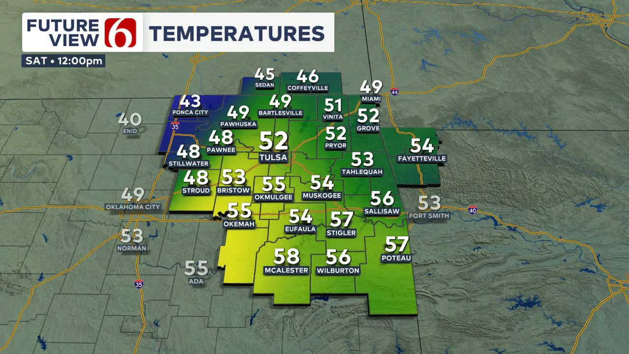 Saturday Noon temperatures