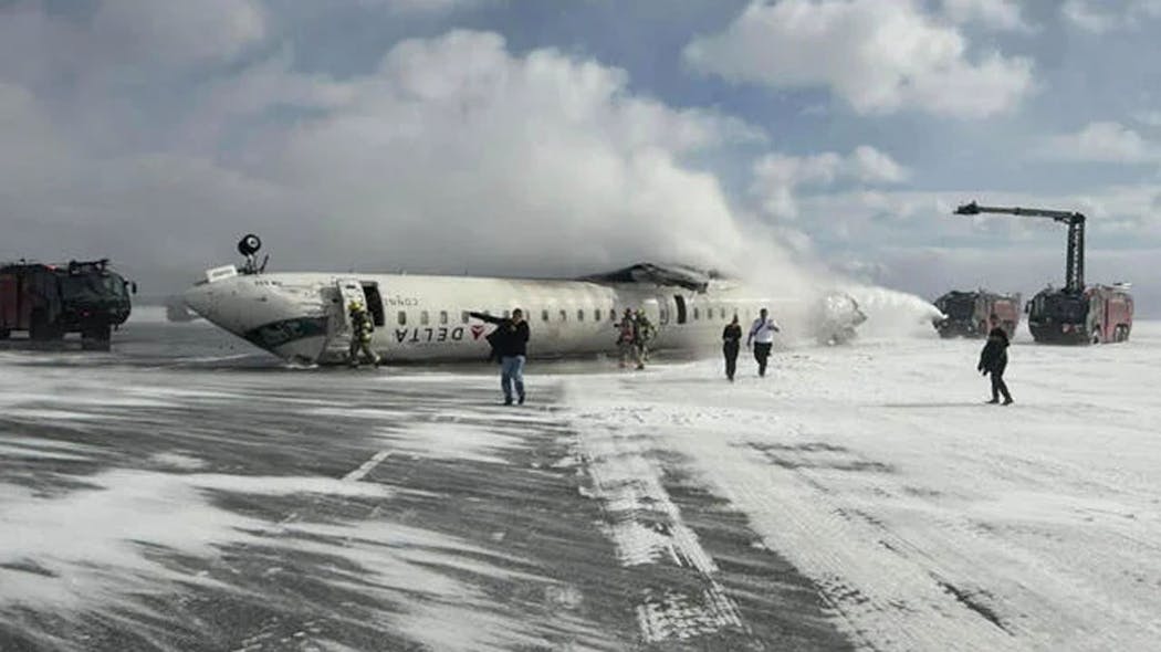 Delta plane flipped over during landing - Feb. 17, 2025