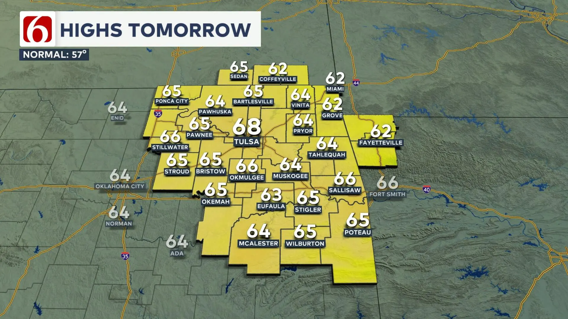 Highs on Thursday.