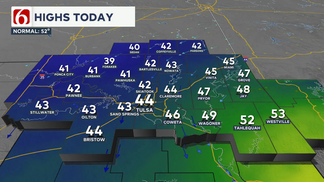 Northern OK Tuesday Highs