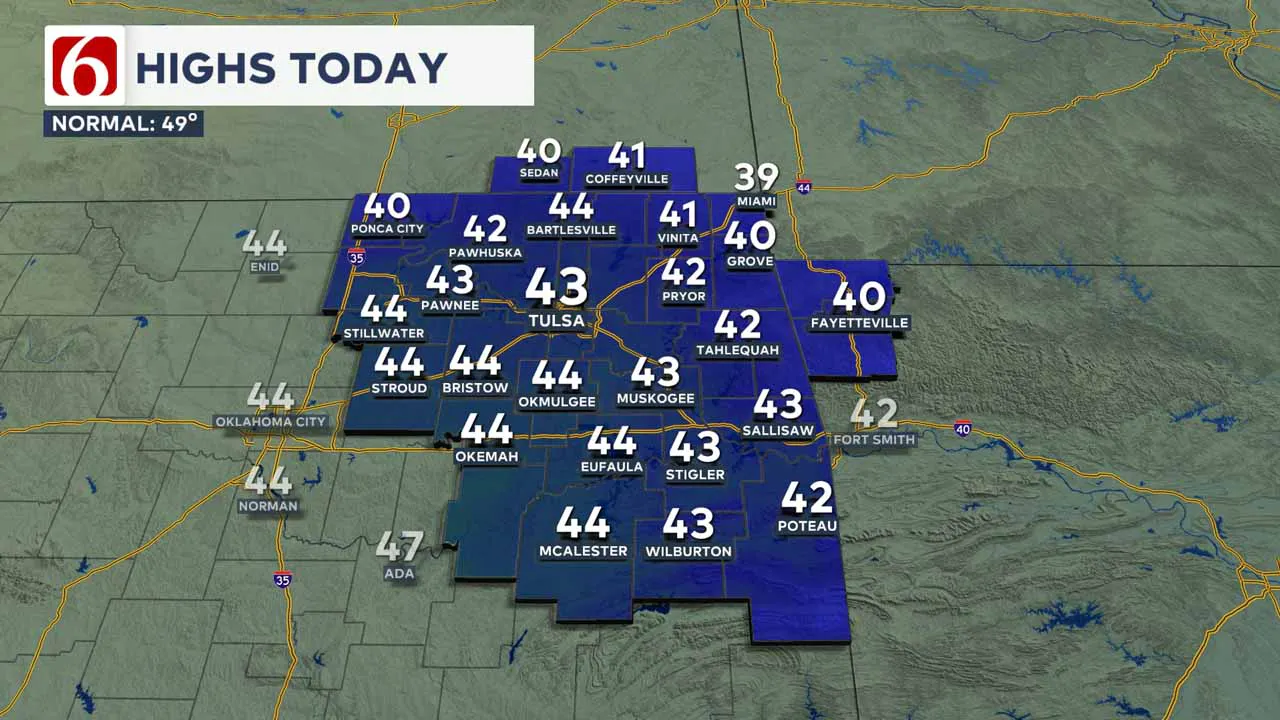 Highs on Wednesday.