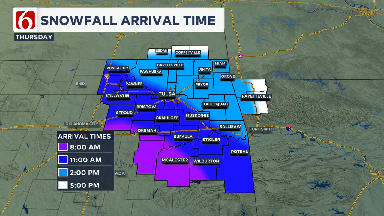 Thursday Snowfall Timeline