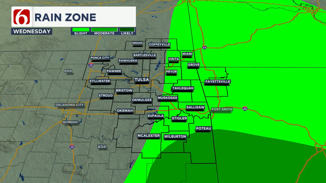 Wednesday rain zone