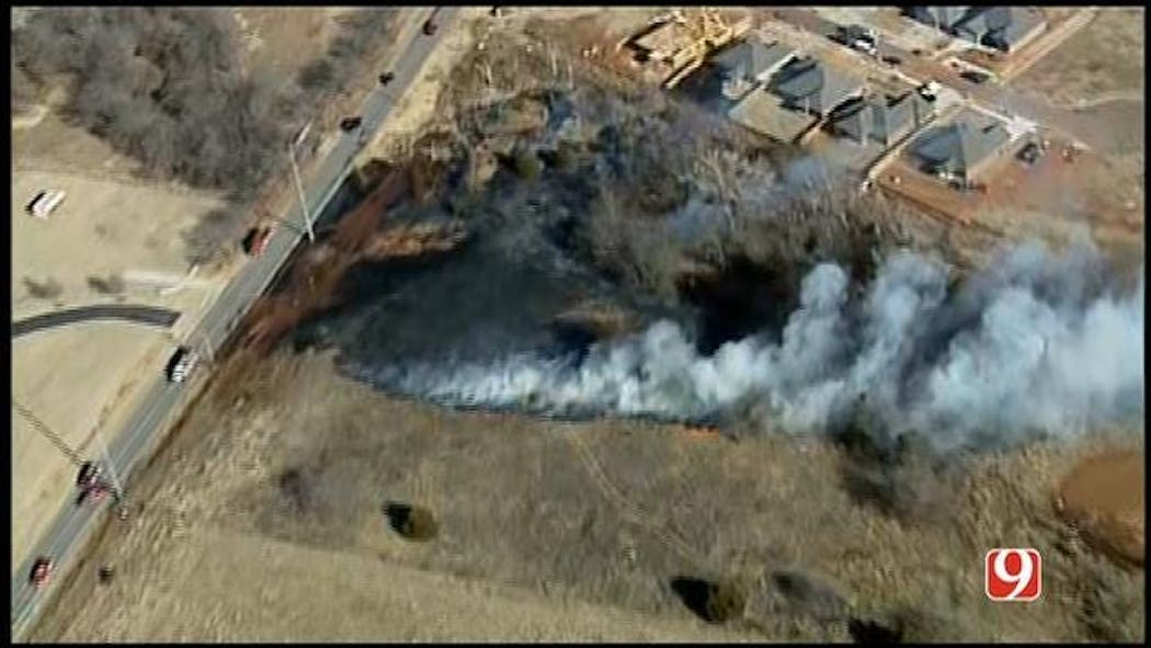 Two Grass Fires Burning Around Oklahoma City