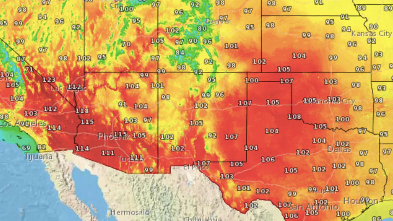 U.S. Southwest Temp Map For July 11