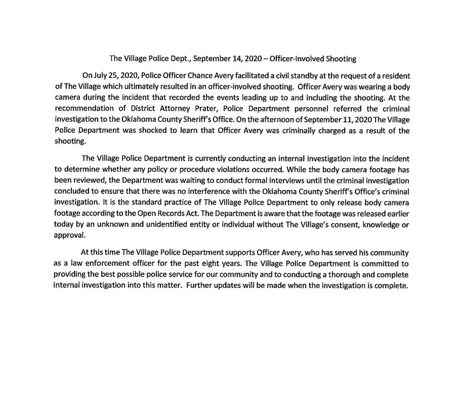 The Village Police Department Press Release 9-14