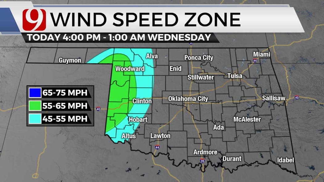 Wind, Hail Possible Tuesday Evening In Western Oklahoma Storms