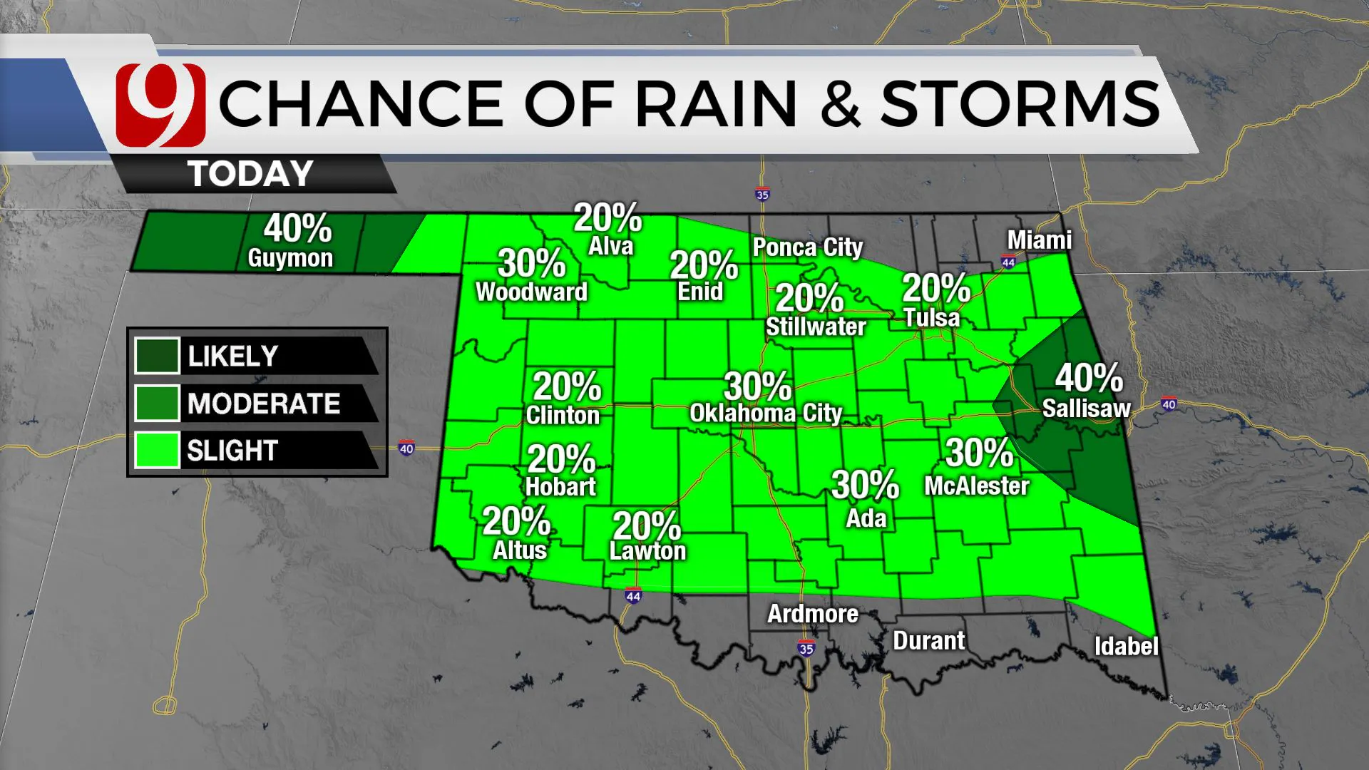 Chances of rain and storms across the state.