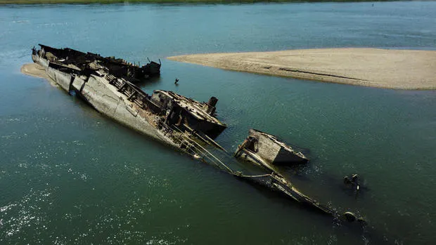 Dozens of sunken WWII German ships resurface along Danube Rive