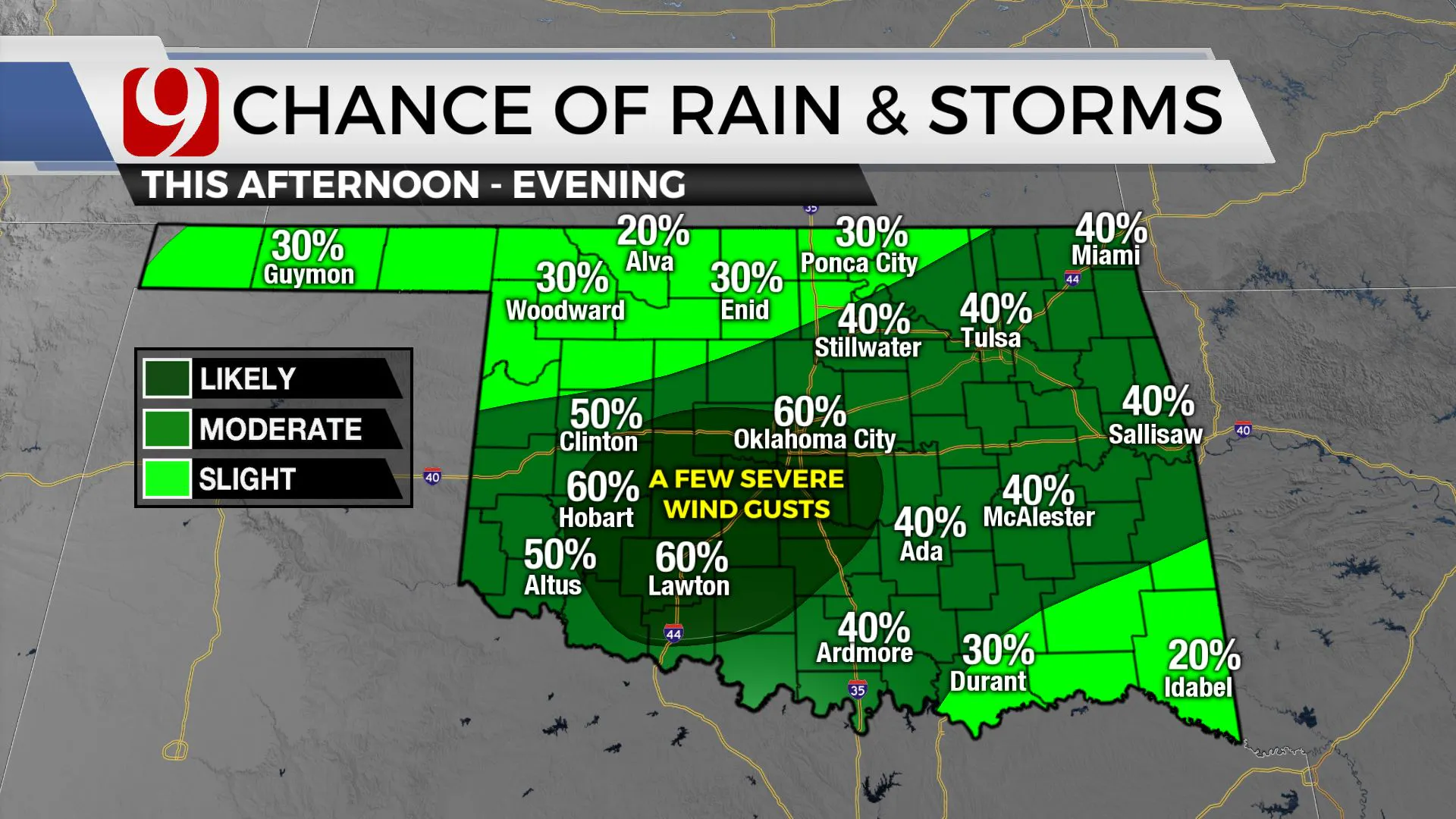 Chances of rain and storms across the state.
